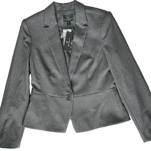 NWT Blazer Padded Shoulder Sz 10 Jacket Worthington Grey Heather Lined Women